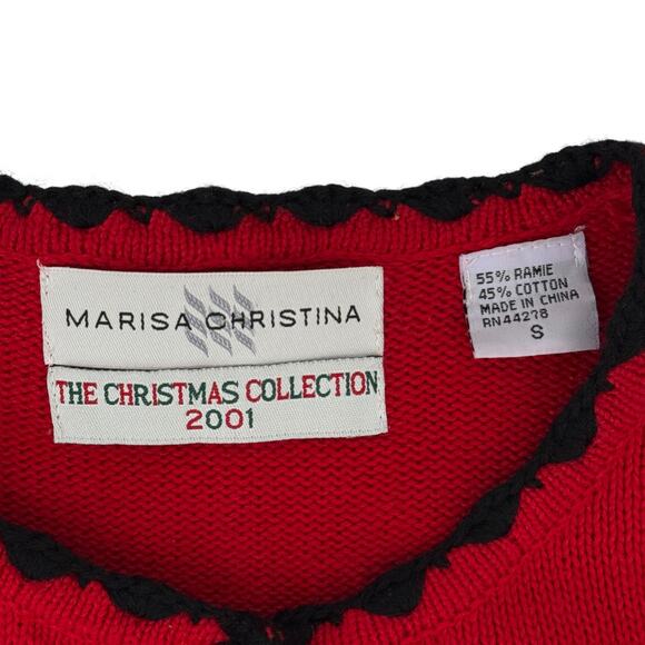 Vtg Marisa Christina Christmas Sweater 2001 Scottie Dog Red Knit Cardigan Size S - Picture 8 of 8